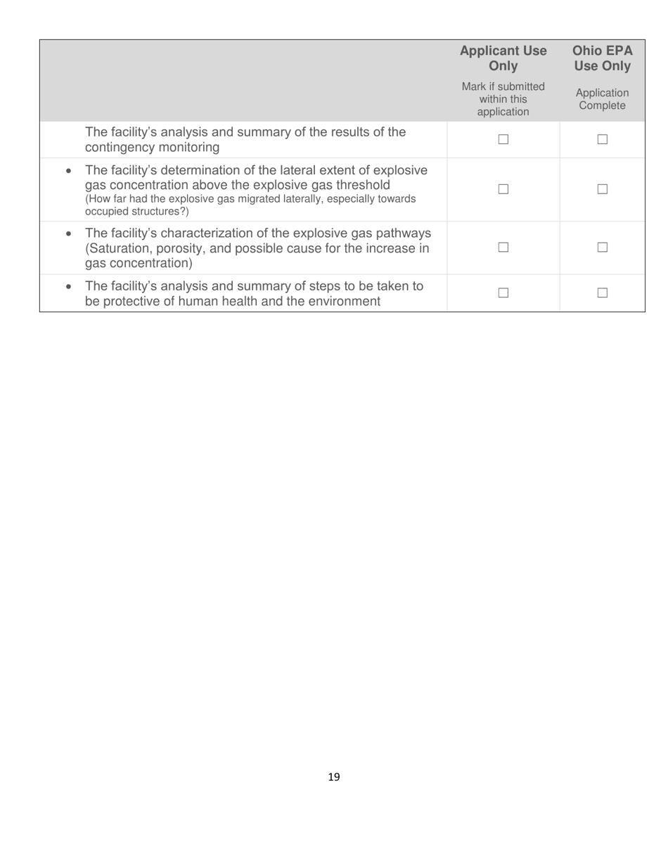 Explosive Gas Monitoring Plan Checklist Application - Ohio, Page 19