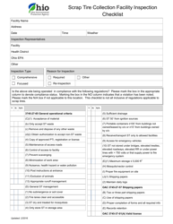Document preview: Scrap Tire Collection Facility Inspection Checklist - Ohio