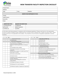 Msw Transfer Facility Inspection Checklist - Ohio
