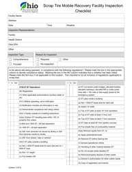 Document preview: Scrap Tire Mobile Recovery Facility Inspection Checklist - Ohio