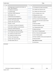 Scrap Tire Recovery Facility Inspection Checklist - Ohio, Page 2