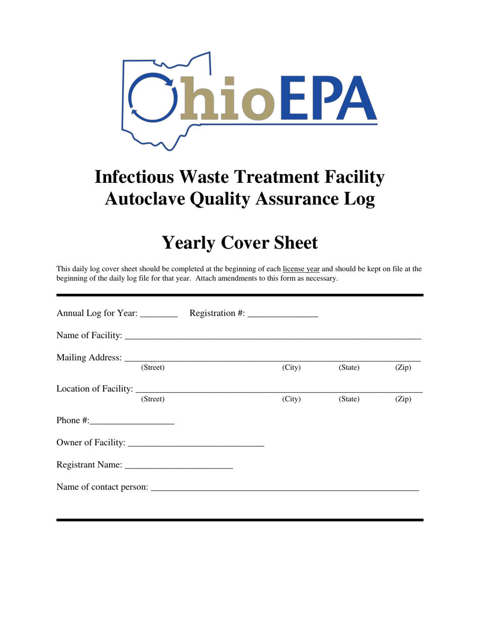 Infectious Waste Treatment Facility Autoclave Quality Assurance Log - Ohio, Page 1