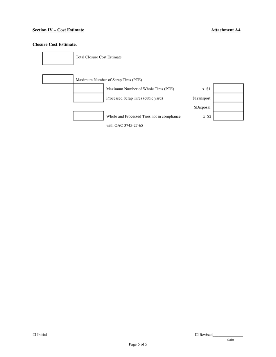 Attachment A4 Permit to Install Application Form - Class I Scrap Tire Storage and Recovery Facilities - Ohio, Page 5