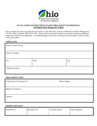Document preview: Information Request Form - Evaluation of Infectious Waste Treatment Technology - Ohio