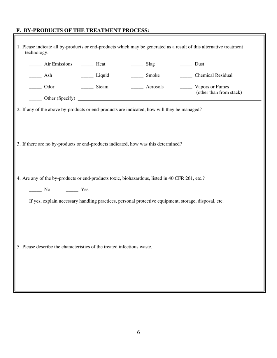 Information Request Form - Evaluation of Infectious Waste Treatment Technology - Ohio, Page 6