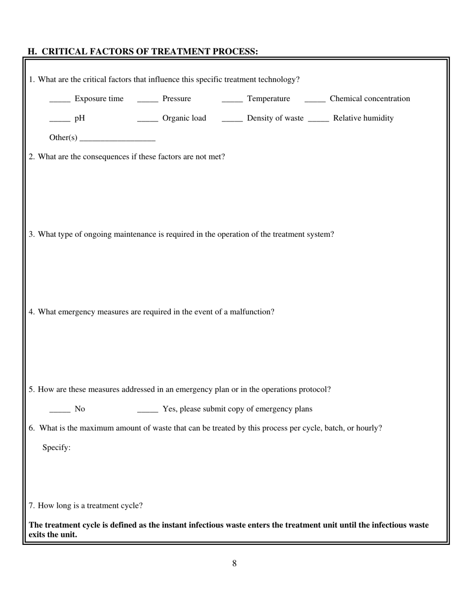 Information Request Form - Evaluation of Infectious Waste Treatment Technology - Ohio, Page 8