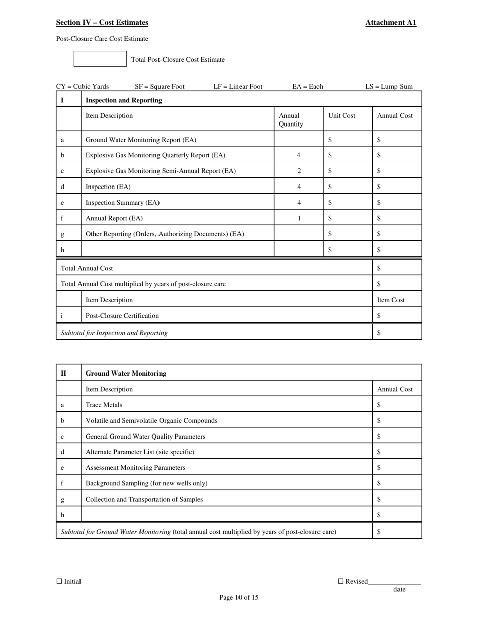 Attachment A1 Permit to Install Application Form - Municipal, Industrial, and Residual Solid Waste Landfills - Ohio, Page 10