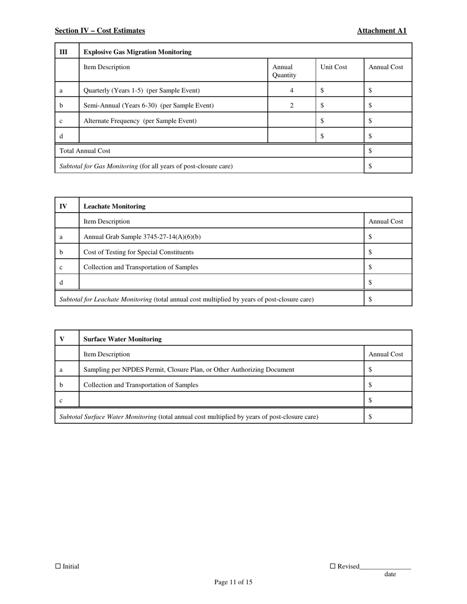 Attachment A1 Permit to Install Application Form - Municipal, Industrial, and Residual Solid Waste Landfills - Ohio, Page 11