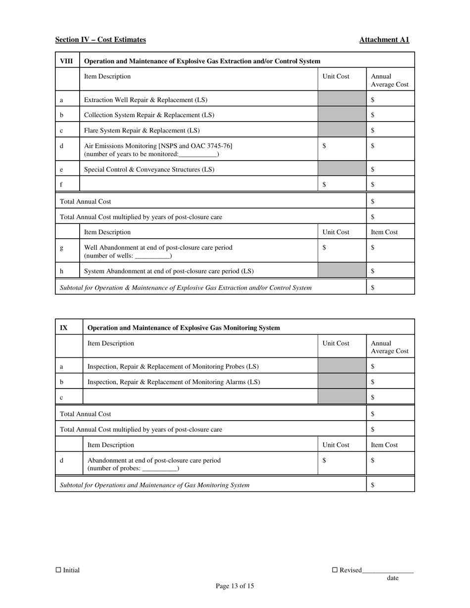Attachment A1 Permit to Install Application Form - Municipal, Industrial, and Residual Solid Waste Landfills - Ohio, Page 13