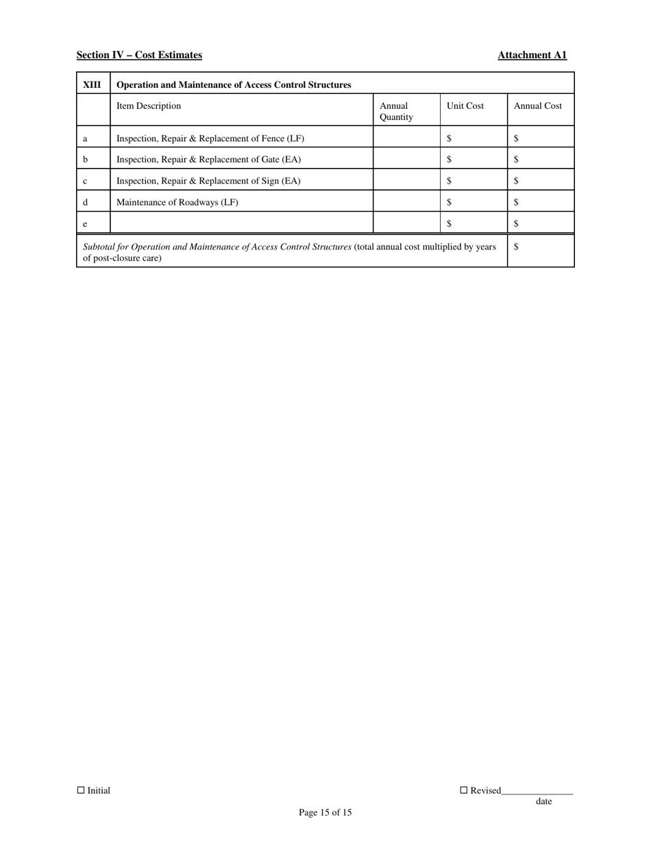 Attachment A1 Permit to Install Application Form - Municipal, Industrial, and Residual Solid Waste Landfills - Ohio, Page 15