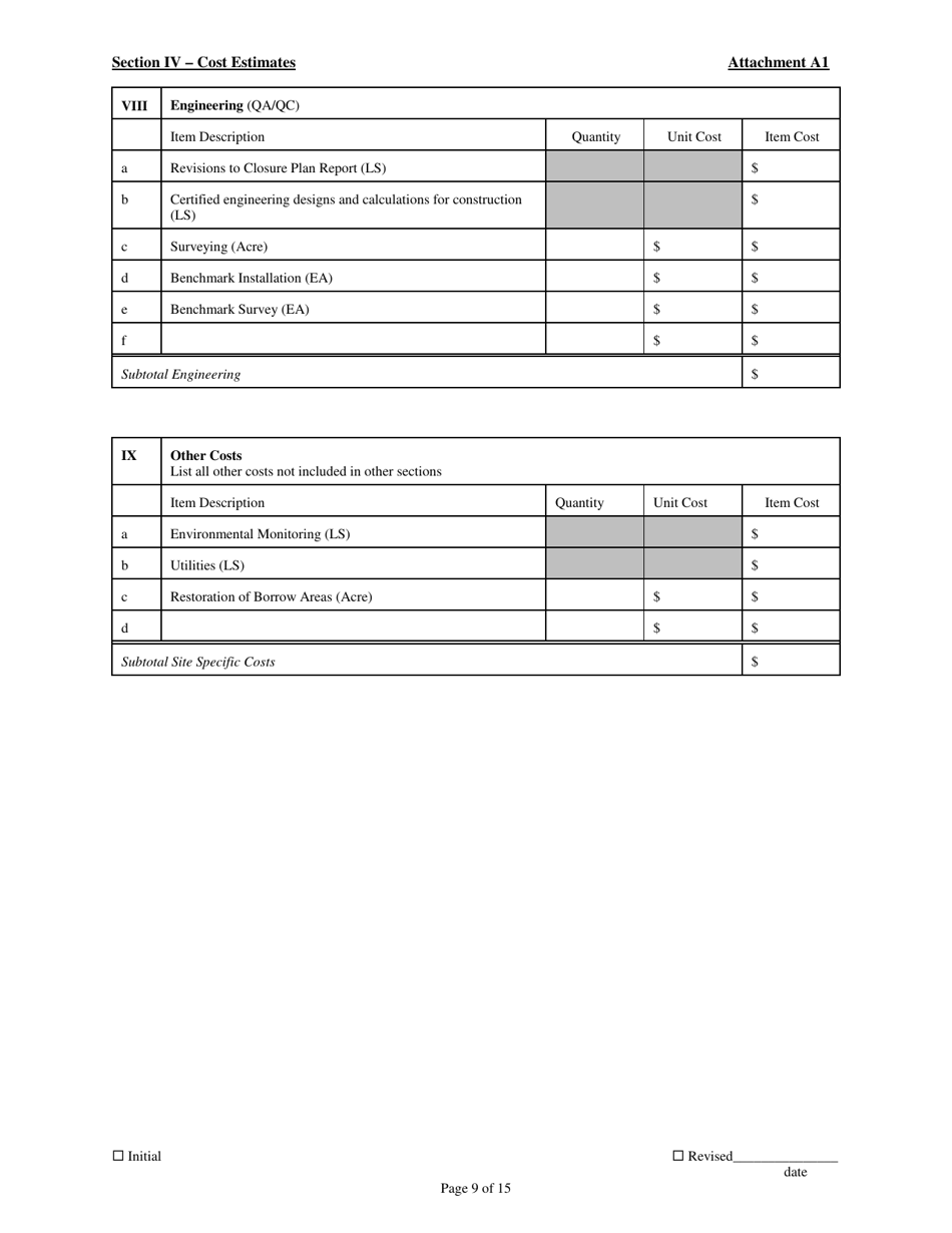 Attachment A1 Permit to Install Application Form - Municipal, Industrial, and Residual Solid Waste Landfills - Ohio, Page 9
