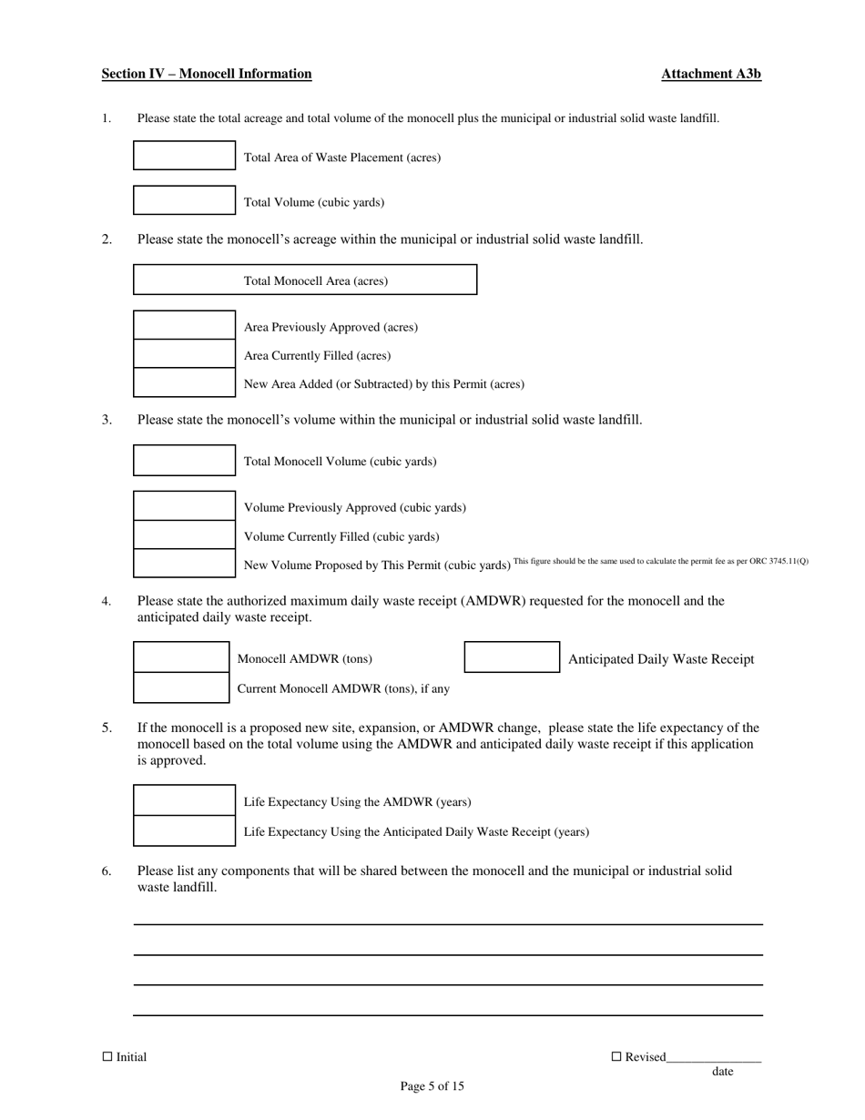 Attachment A3B Permit to Install Application Form - Contiguous and Noncontiguous Scrap Tire Monocells - Ohio, Page 5