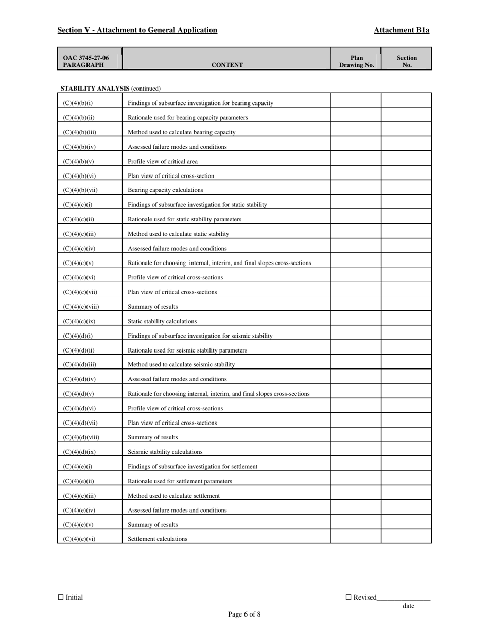 Attachment B1A Permit to Install Application Form - Municipal Solid Waste Landfill - Ohio, Page 6