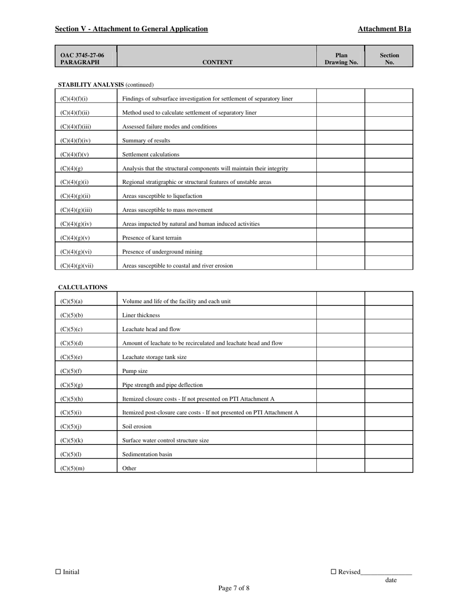 Attachment B1A Permit to Install Application Form - Municipal Solid Waste Landfill - Ohio, Page 7