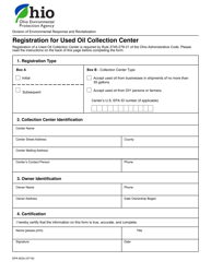 Document preview: Form EPA9034 Registration for Used Oil Collection Center - Ohio