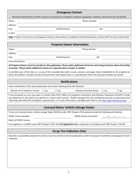 Scrap Tire Facility Registration Application - Ohio, Page 2
