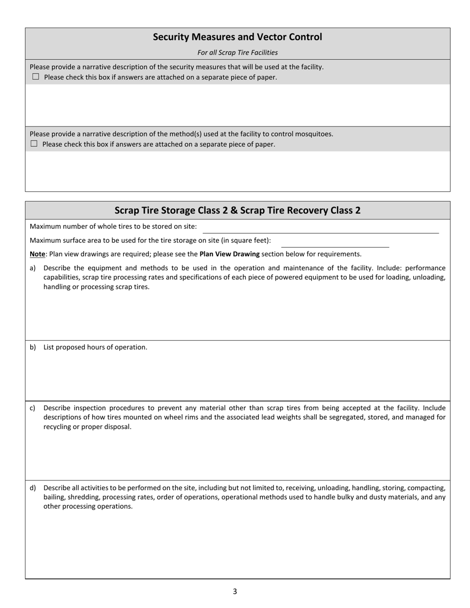 Scrap Tire Facility Registration Application - Ohio, Page 3