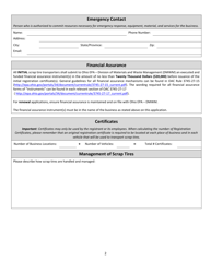 Scrap Tire Transporter Registration Application - Ohio, Page 2