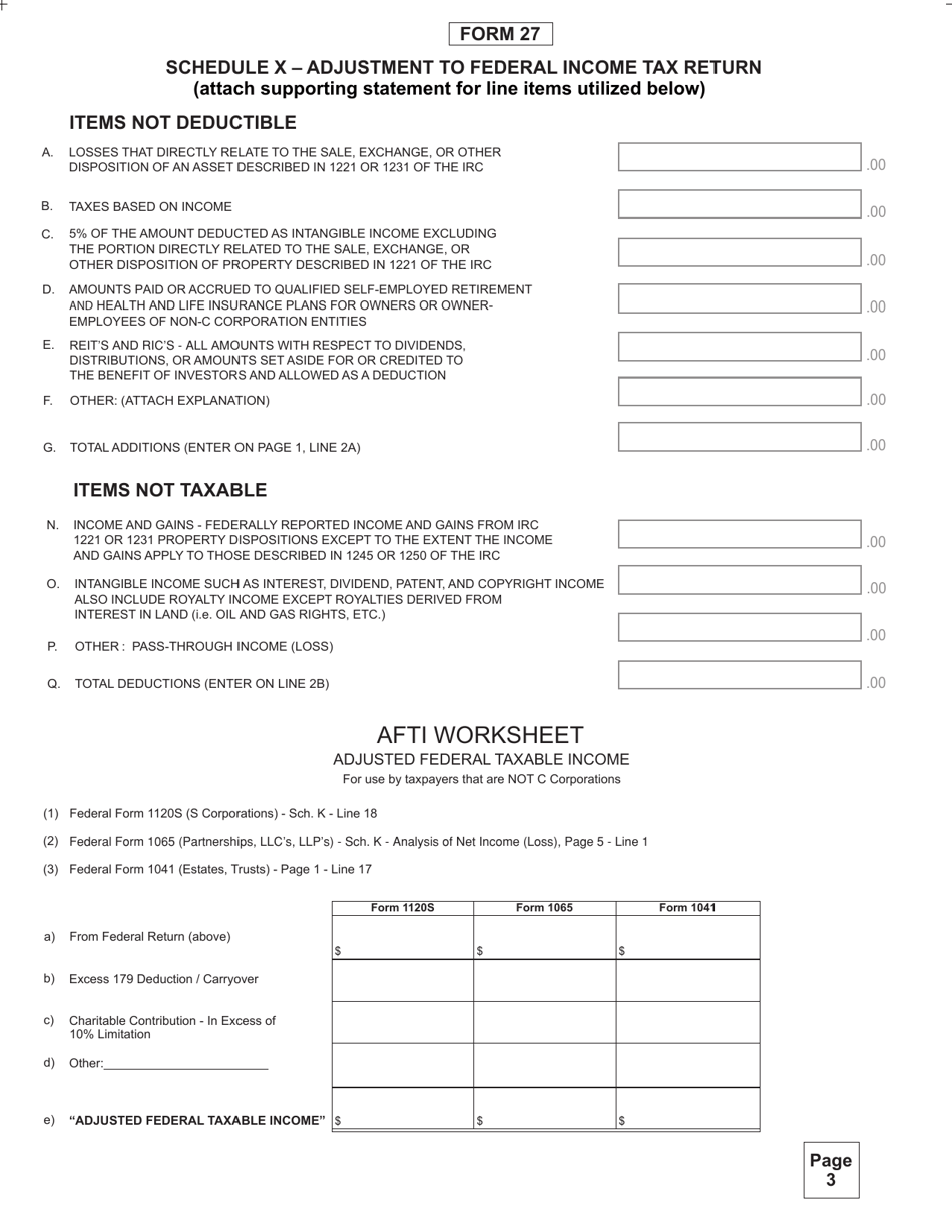 Form 27 Rita Net Profit Tax Return - Ohio, Page 3