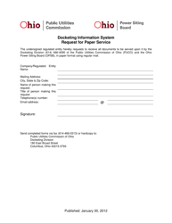Docketing Information System Request for Paper Service - Ohio