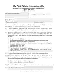Retail Natural Gas Supplier/Governmental Aggregator Filing Cover Form - Post Initial Certification - Ohio