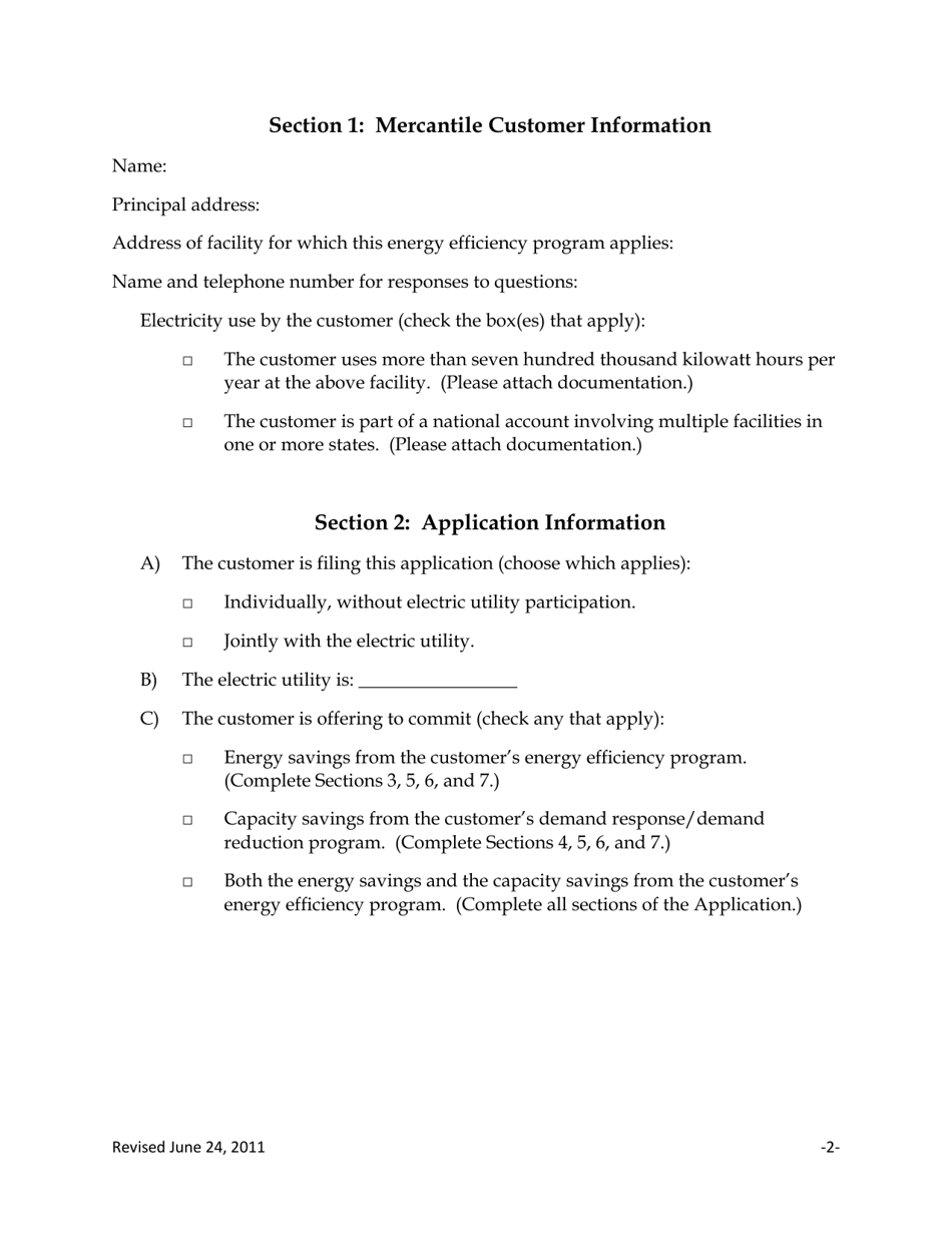 Application to Commit Energy Efficiency / Peak Demand Reduction Programs (Mercantile Customers Only) - Ohio, Page 2