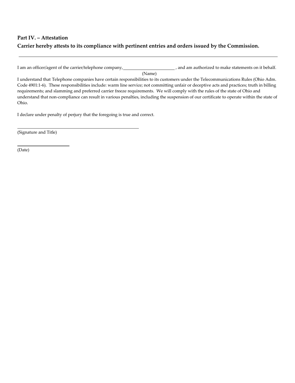 Telecommunications Retail Service Offering Form for Non-bles Carriers - Ohio, Page 2