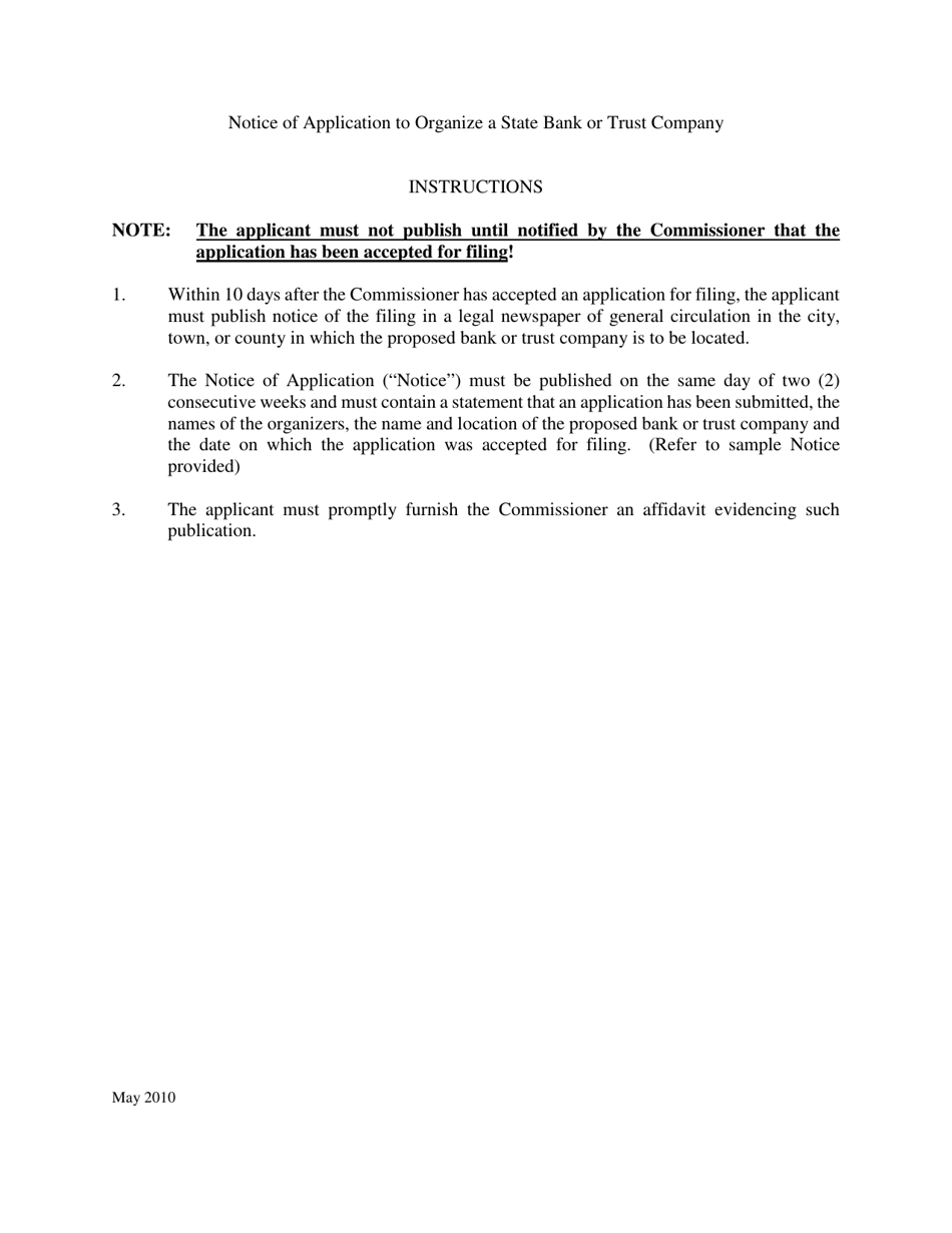 Notice of Application to Organize a State Bank or Trust Company - Oklahoma, Page 2