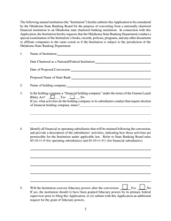 Application for Conversion From a Nationally Chartered Institution to an Oklahoma State Chartered Bank - Oklahoma, Page 2