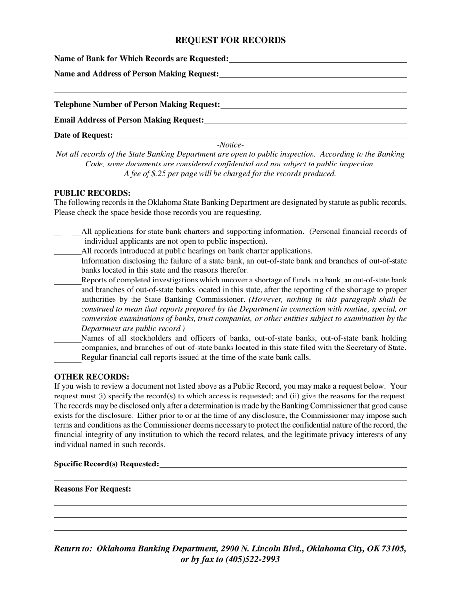 Oklahoma Request For Records Fill Out Sign Online And Download PDF