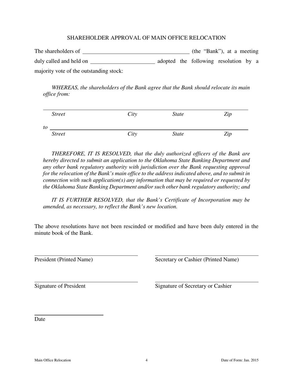 Application to Relocate Main Office - Oklahoma, Page 4