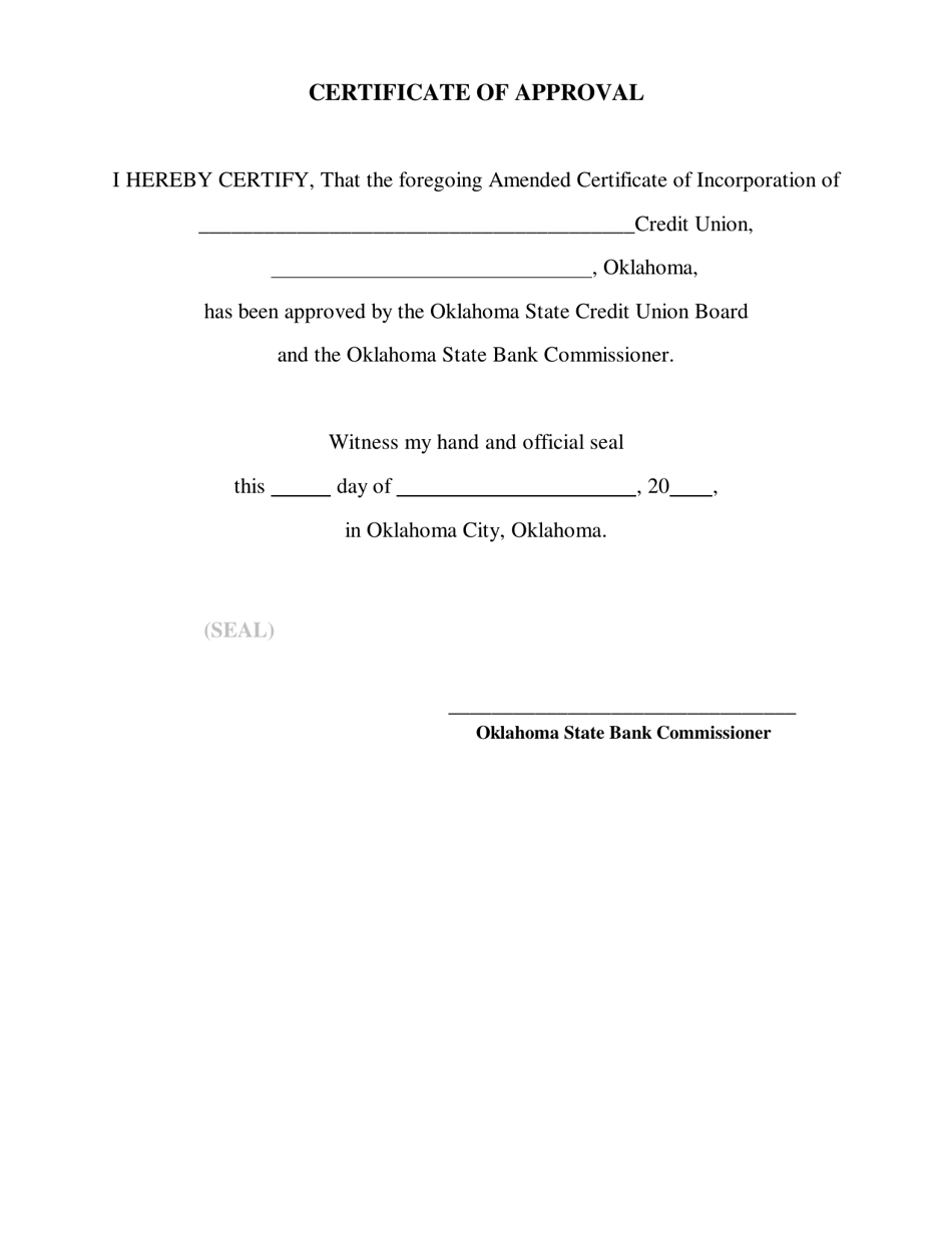 Certificate of Approval - Oklahoma, Page 2