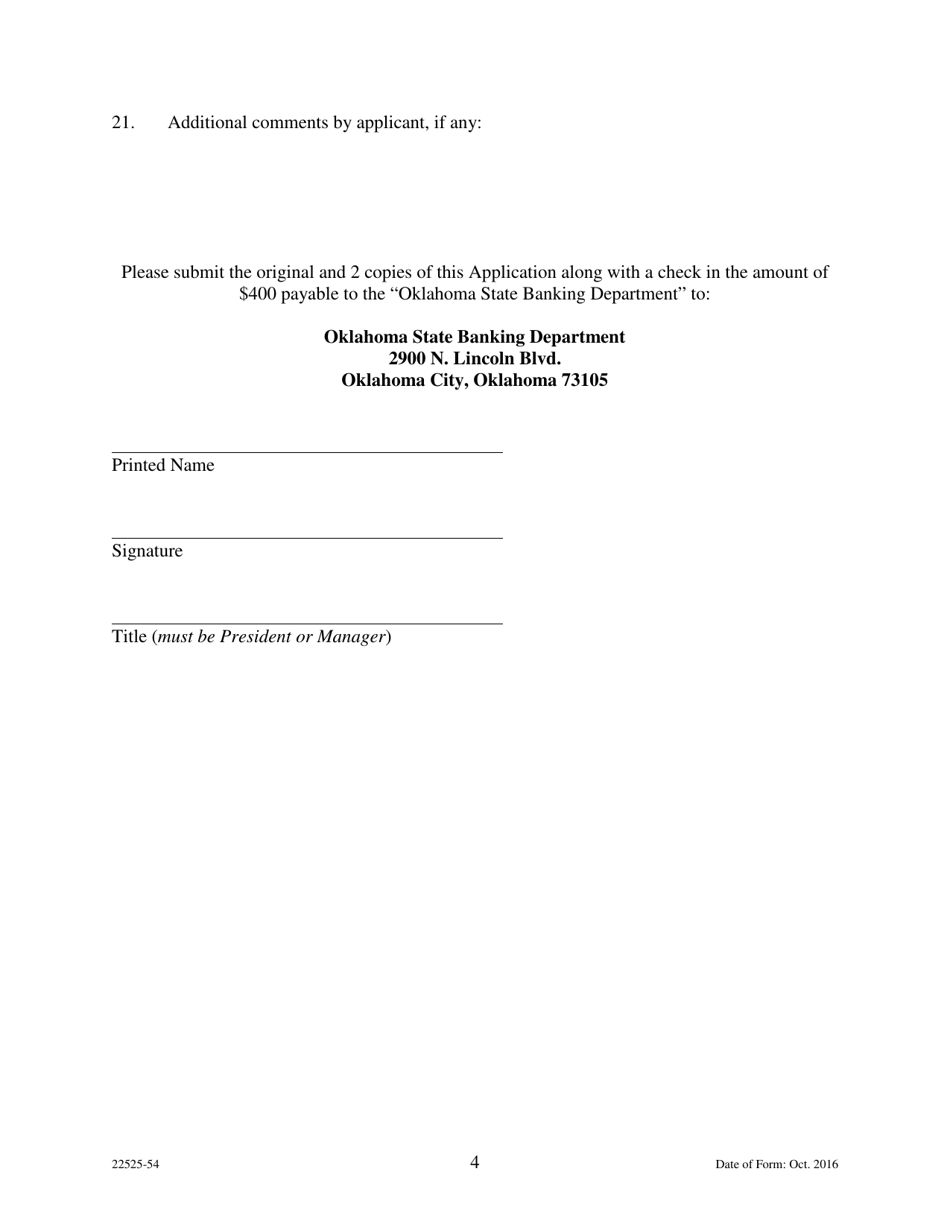 Application to Establish a Credit Union Branch Office - Oklahoma, Page 4