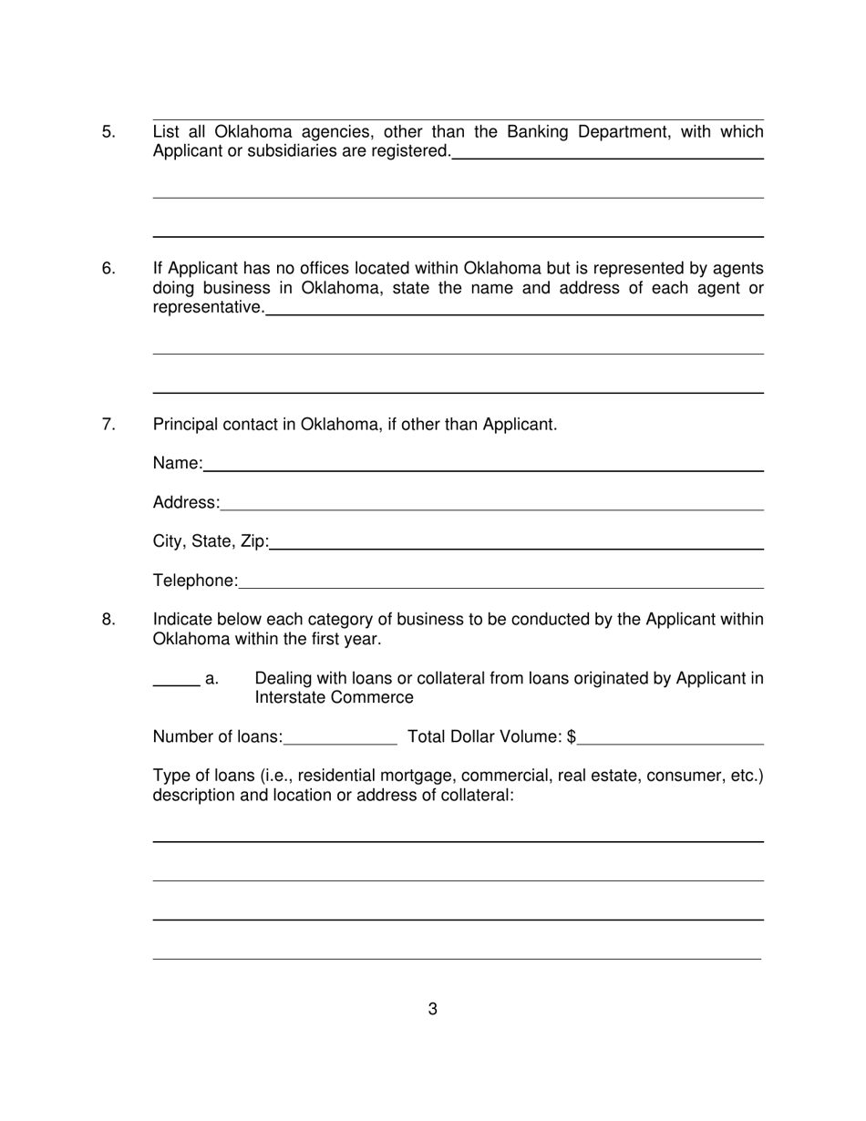 Application for Certificate for Limited Authority - Oklahoma, Page 3