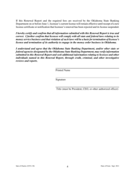 Money Order License Renewal Report Form - Oklahoma, Page 4