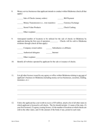 Application for License to Engage in the Business of Selling or Issuing Checks - Oklahoma, Page 3