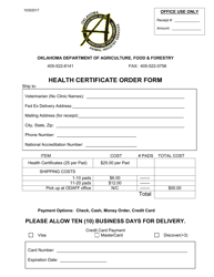 Oklahoma Health Certificate Order Form Download Fillable PDF | Templateroller