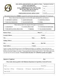 Document preview: Fertilizer License Application Form - Oklahoma