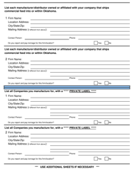 Form PI-170 Application for New Commercial Feed License - Oklahoma, Page 2
