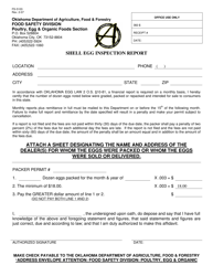 Document preview: Form FS-5103 Shell Egg Inspection Report Form - Oklahoma