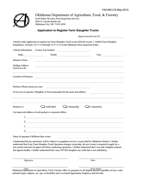 Oklahoma Department Of Agriculture Food And Forestry Forms Pdf Templates Download Fill And Print For Free Templateroller