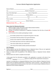 Farmers Market Registration Application - Oklahoma, Page 2