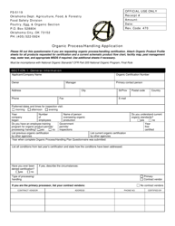 Form FS-5119 Organic Process/Handling Application - Oklahoma