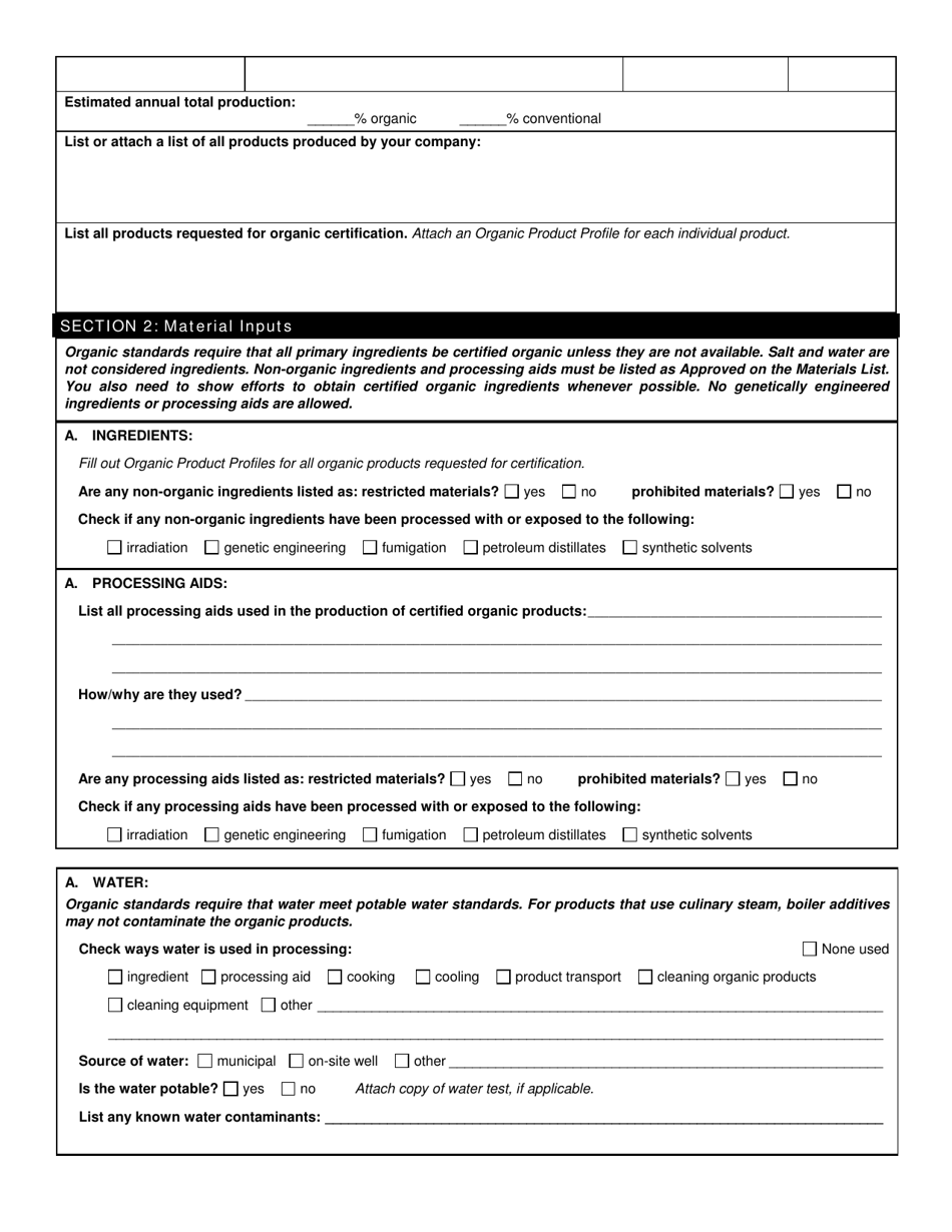 Form FS-5119 Organic Process / Handling Application - Oklahoma, Page 2