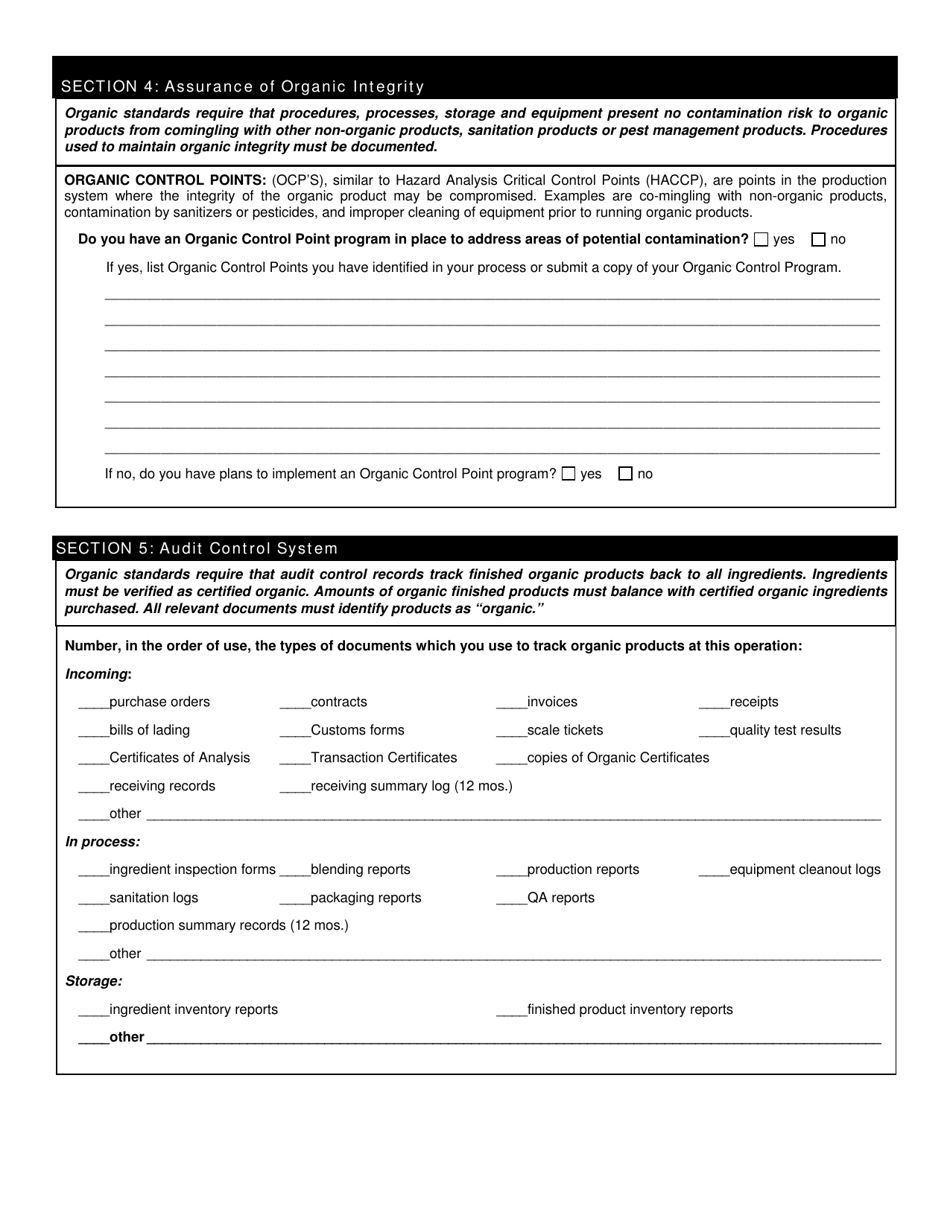 Form FS-5119 Organic Process / Handling Application - Oklahoma, Page 4