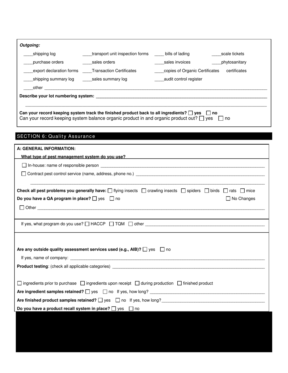 Form FS-5119 Organic Process / Handling Application - Oklahoma, Page 5
