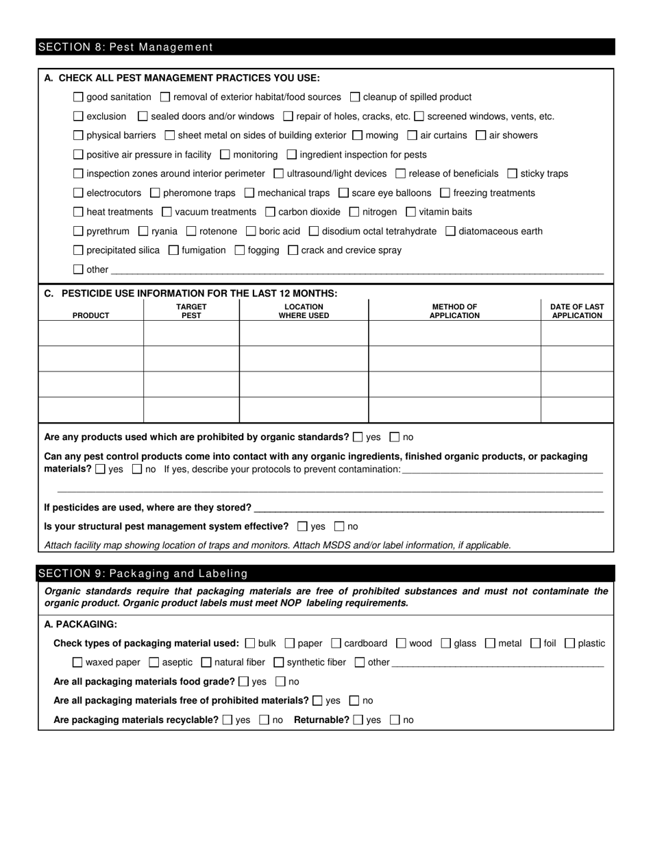 Form FS-5119 Organic Process / Handling Application - Oklahoma, Page 7