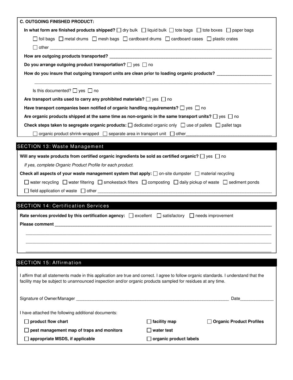 Form FS-5119 Organic Process / Handling Application - Oklahoma, Page 9