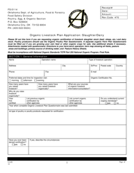 Form FS-5114 Organic Livestock Plan Application: Slaughter/Dairy - Oklahoma