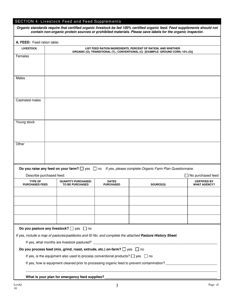 Form FS-5114 Organic Livestock Plan Application: Slaughter / Dairy - Oklahoma, Page 3
